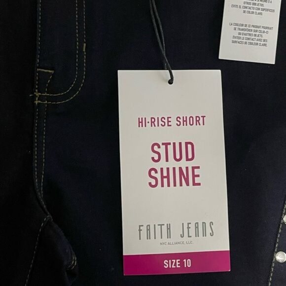 Faith Jeans Women's Hi-Rise Short Stud Shine size 10" - Picture 9 of 11
